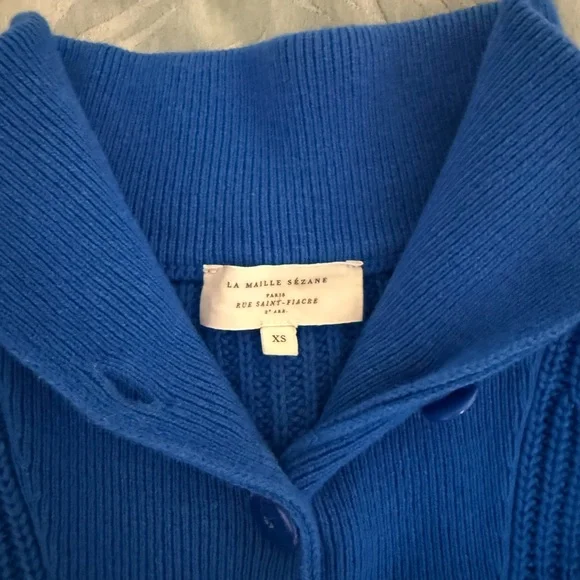 Sezane Cobalt Blue Chunky Ribbed Turtleneck Sweater - Picture 2 of 4